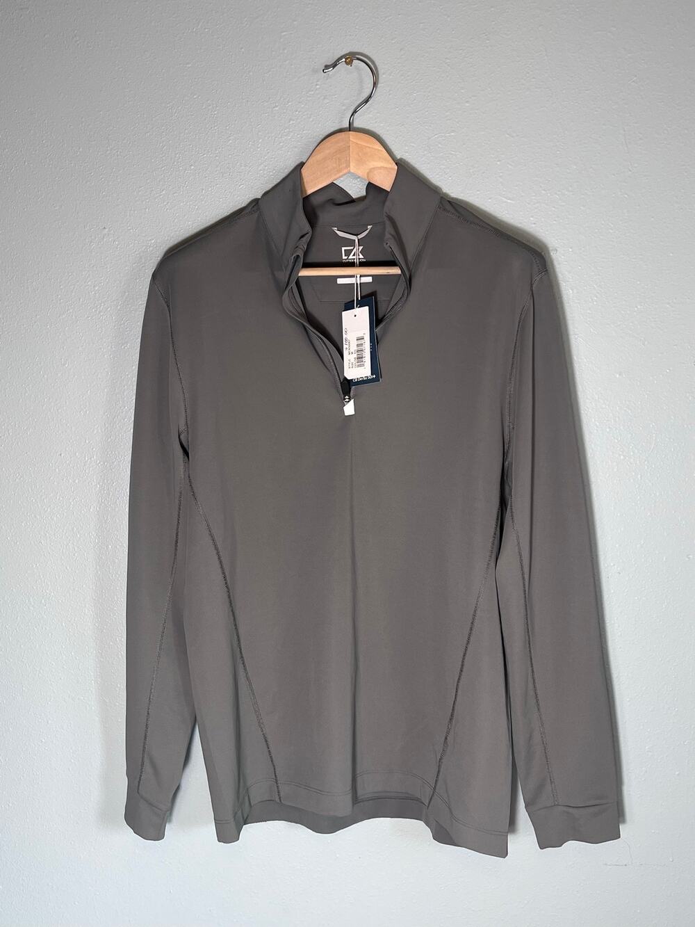 Cutter & Buck DryTec UPF 50 Pullover Quarter Zip Men’s M NWT Taupe Long Sleeve